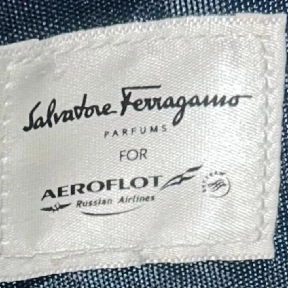 Salvatore Ferragamo AEROFLOT Airlines parfum zip pouch makeup bag NEW